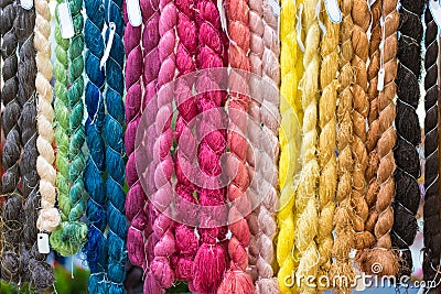 Colorful raw silk thread Stock Photo