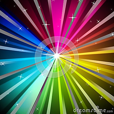 Colorful Rays Background Shows Brightness Rainbow And Radiating Stock Photo