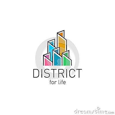 Colorful real estate buildings contour logo template Vector Illustration