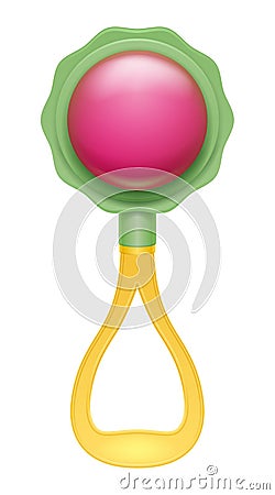 Colorful realistic baby rattle toy Vector Illustration