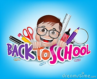 Colorful Realistic 3D Back to School Title Texts Vector Illustration