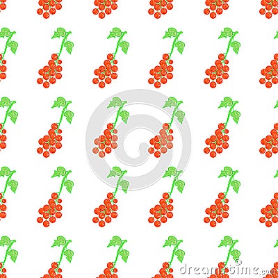 Colorful realistic redcurrant pattern. Idea for decors, damask, spring holidays, nature themes. Isolated vector template. Vector Illustration