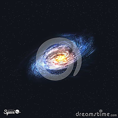 Colorful Realistic Spiral Galaxy on Space Background. Vector illustration. Vector Illustration