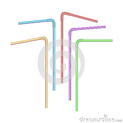 Colorful realistic tubules for drinks, smoothie, milk, cocktails, alcohol. Set of realistic bright drinking straws. Vector Illustration