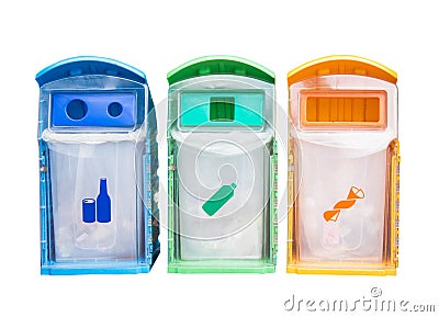 Colorful Recycle Bin For Garbage And Separate Type Object Stock Photo