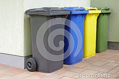 Colorful Recycle Bins Stock Photo