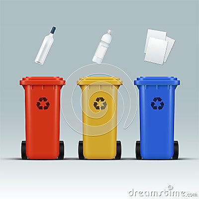Colorful recycle bins Vector Illustration