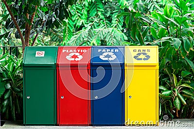 Colorful Recycling Bins Stock Photo