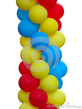 Colorful red blue yellow balloons isolated over white Stock Photo
