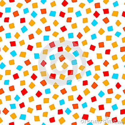 Colorful red orange yellow blue square shape geometric seamless pattern, vector Vector Illustration