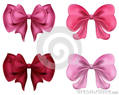 Colorful red and pink bows and ribbons illustration Vector Illustration