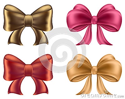 Colorful red and pink bows and ribbons illustration Vector Illustration