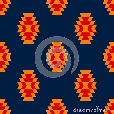 Colorful red yellow blue aztec ornament geometric ethnic seamless pattern, vector Vector Illustration