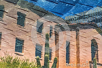 Colorful Reflection Abstract City Hall Tucson Arizona Stock Photo