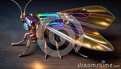 Colorful Reflective Metallic Bat Bug Insect by Generate AI Stock Photo