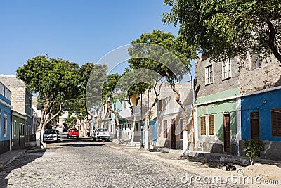 Colorful residential buildings Sal Rei Boa Vista Editorial Stock Photo
