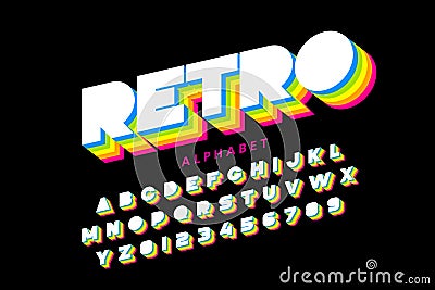 Colorful retro font Vector Illustration