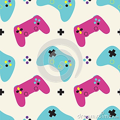 Colorful retro gameing consol seamless pattern background template Vector Illustration