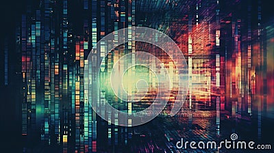Colorful Retro VHS Scanlines Texture Meet Modern Glitches, TV Signal Static Noise With Digital Distortions Pattern. Generative AI Stock Photo