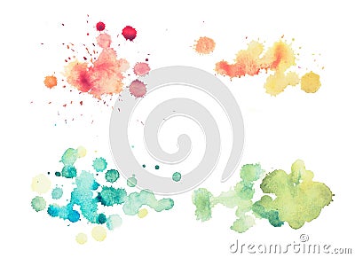 Colorful retro vintage abstract watercolour aquarelle art hand paint on white background Stock Photo