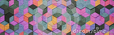 Colorful Rhombus and Hexagons 3D Pattern Background Stock Photo