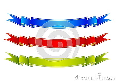 Colorful ribbon banners. Blue, red and green scrolls. Vector illustration. Vector Illustration