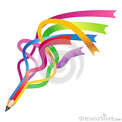 Colorful ribbon pencil Vector Illustration