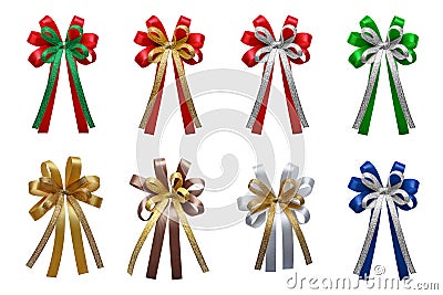 Colorful Ribbons bows isolated on white background. Stock Photo