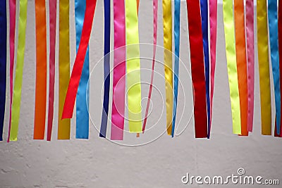 Colorful ribbons - Brazil carnival colors - multicolored Stock Photo