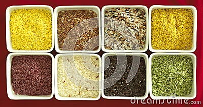 Colorful rice set detail Stock Photo