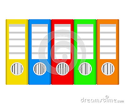 Colorful ring binders on white, stock vector illustration, office accessories Vector Illustration