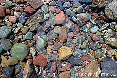 Colorful river rocks in Montana Stock Photo