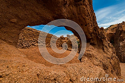 Colorful rock formations in Fairy tale canyon, Kyrgyzstan Stock Photo