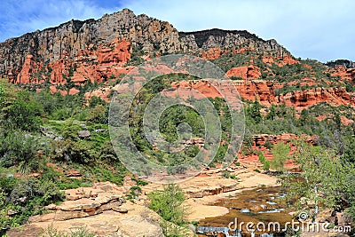 Oak Creek Canyon State Park with Red Sandstone of Schnebly Formation near Sedona, Arizona Stock Photo