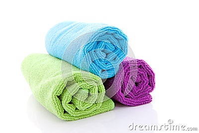 Colorful rolled towels Stock Photo