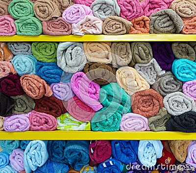Colorful rolled towels Stock Photo