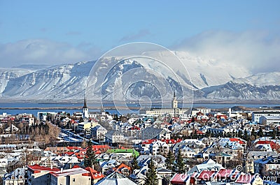 The colorful roofs of Reykjavik Editorial Stock Photo