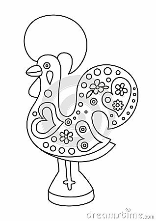 Colorful rooster Galo de Barcelos Portuguese Rooster. Portugal souvenir Vector Illustration