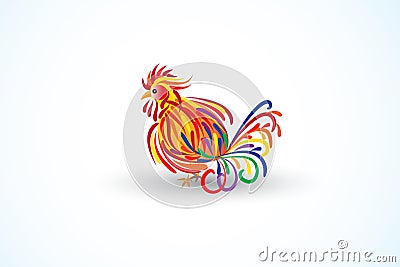 Colorful rooster logo vector fine art decoration Vector Illustration