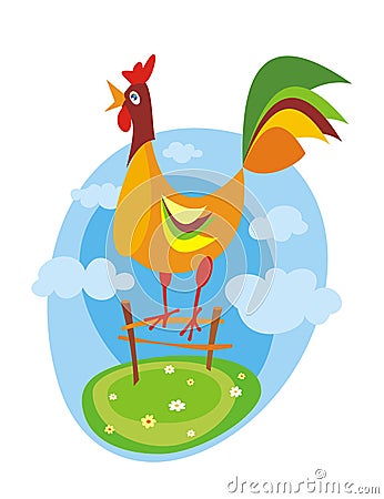 Colorful rooster. Vector Illustration