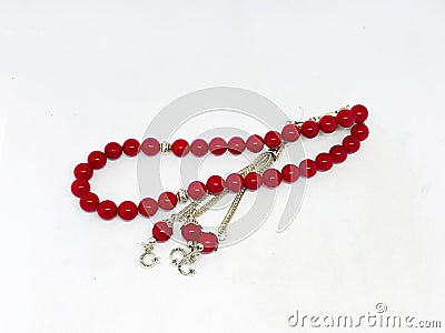 Colorful rosary varieties, white background. Stock Photo