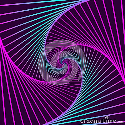 Colorful rotating geometric violet and blue squares. Geometric abstract optical illusion on dark violet background. vector eps10 Vector Illustration