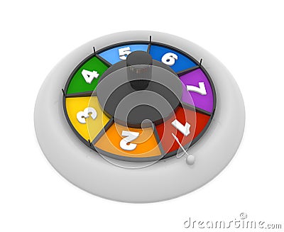 Colorful roulette. Roulette used in board games. Numbers from 1 to 7 Stock Photo