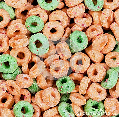 Colorful round cereal in filled frame Stock Photo