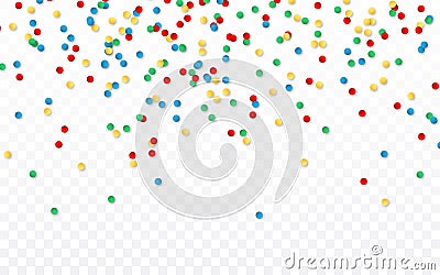 Colorful round confetti. Celebration carnival falling shiny glitter confetti. Luxury greeting card. Vector illustration Cartoon Illustration