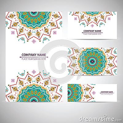 Colorful round geometric pattern in aztec style Vector Illustration