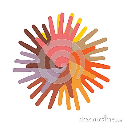 Colorful round of hands Vector Illustration