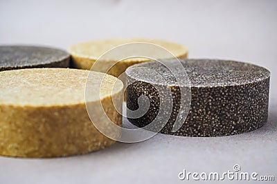 Colorful round solid shampoo bars, zero waste Stock Photo