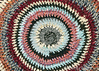 Colorful round textile carpet. Stock Photo