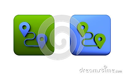 Colorful Route location icon isolated on white background. Map pointer sign. Concept of path or road. GPS navigator Cartoon Illustration
